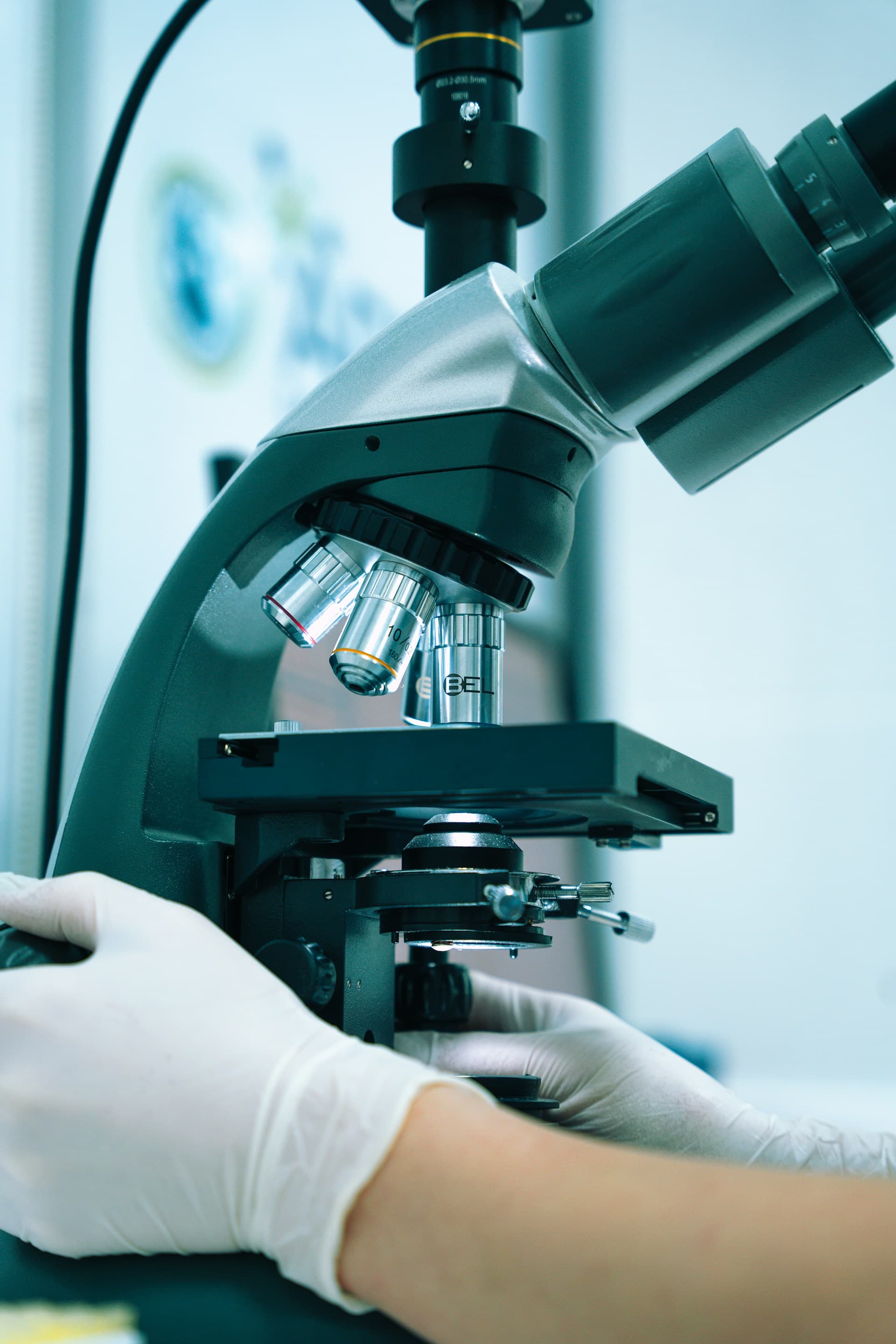 Microscope in a laboratory