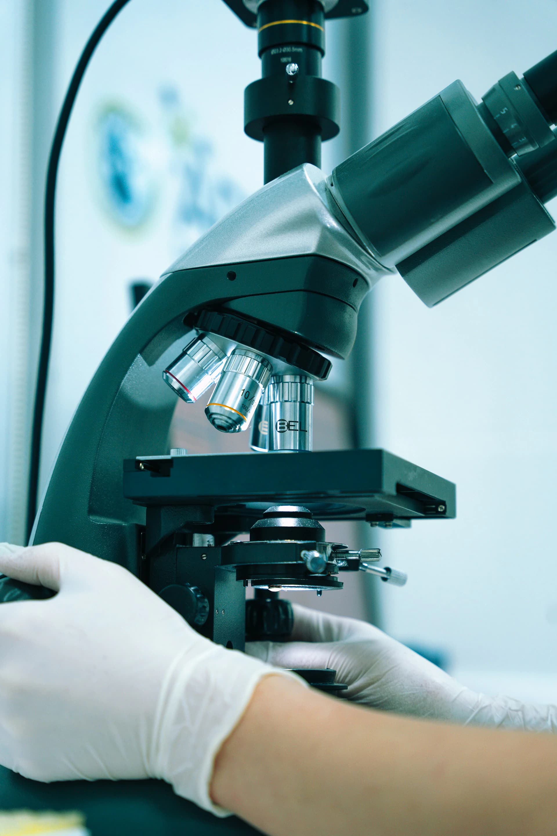 Microscope in a laboratory